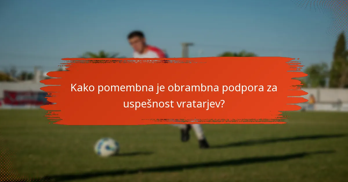 Kako pomembna je obrambna podpora za uspešnost vratarjev?