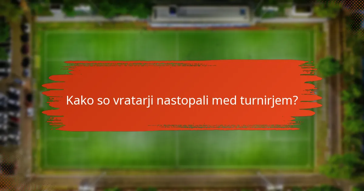 Kako so vratarji nastopali med turnirjem?
