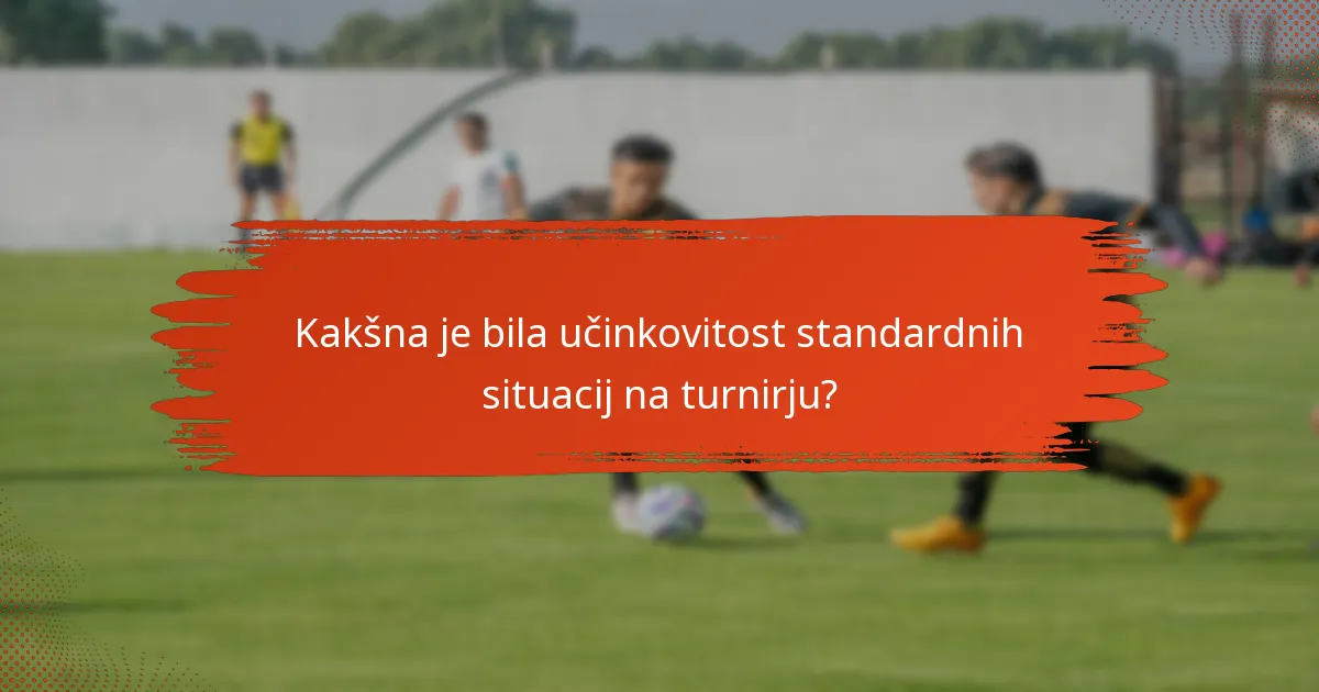 Kakšna je bila učinkovitost standardnih situacij na turnirju?