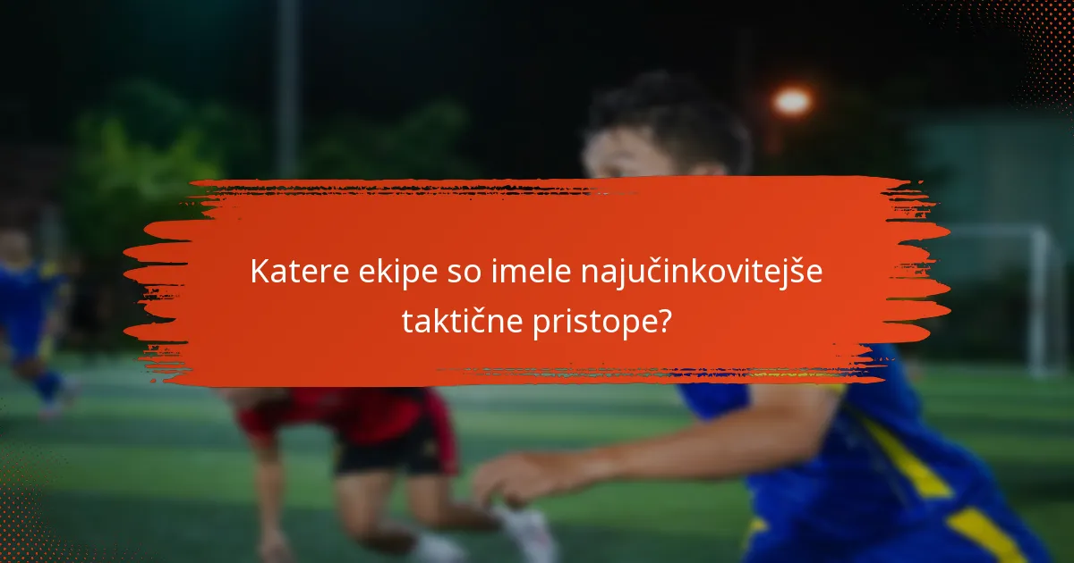 Katere ekipe so imele najučinkovitejše taktične pristope?