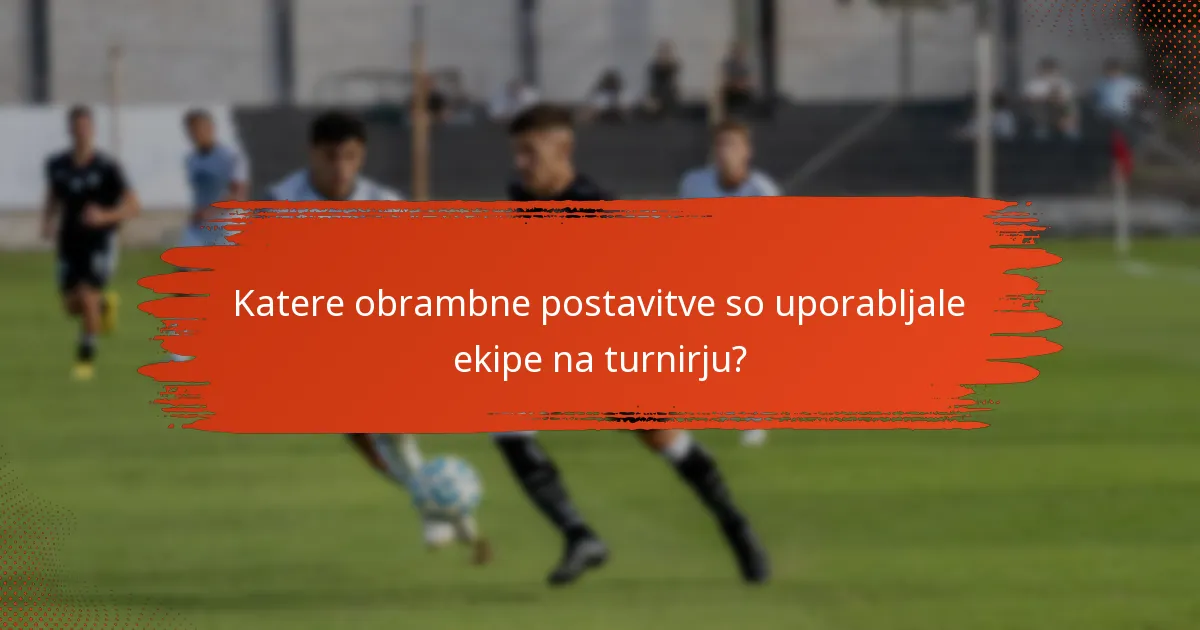 Katere obrambne postavitve so uporabljale ekipe na turnirju?