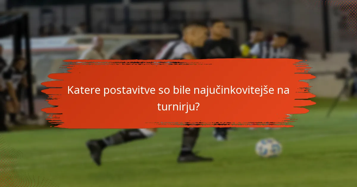 Katere postavitve so bile najučinkovitejše na turnirju?