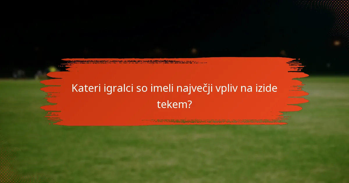 Kateri igralci so imeli največji vpliv na izide tekem?